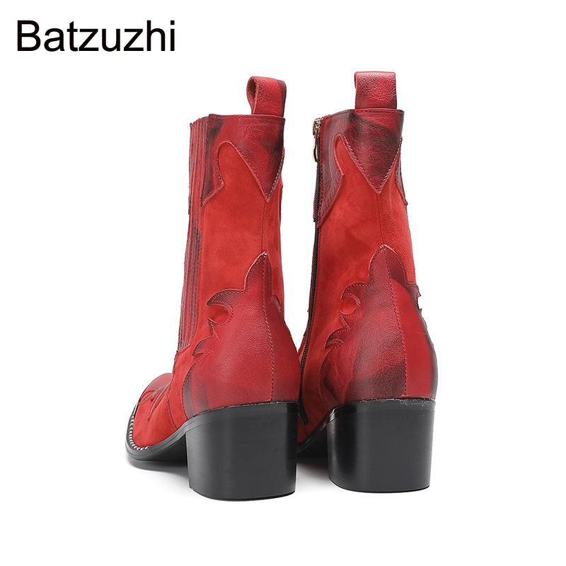 Men Shoes Red - Batzuzhi 6,5 cm hohe Herrenstiefel, knöchelhohe