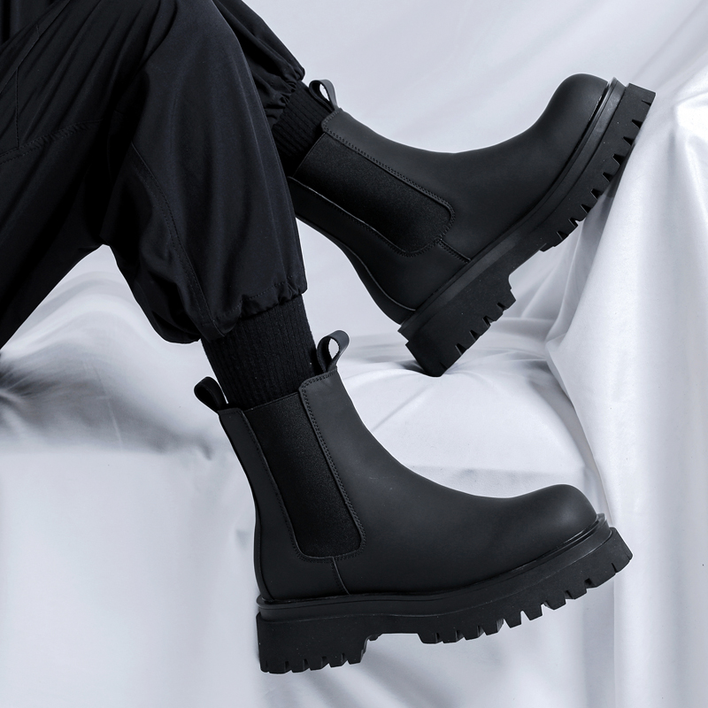 Men Shoes Brands - 2026 Plateau Schwarze High-Top Stiefel für