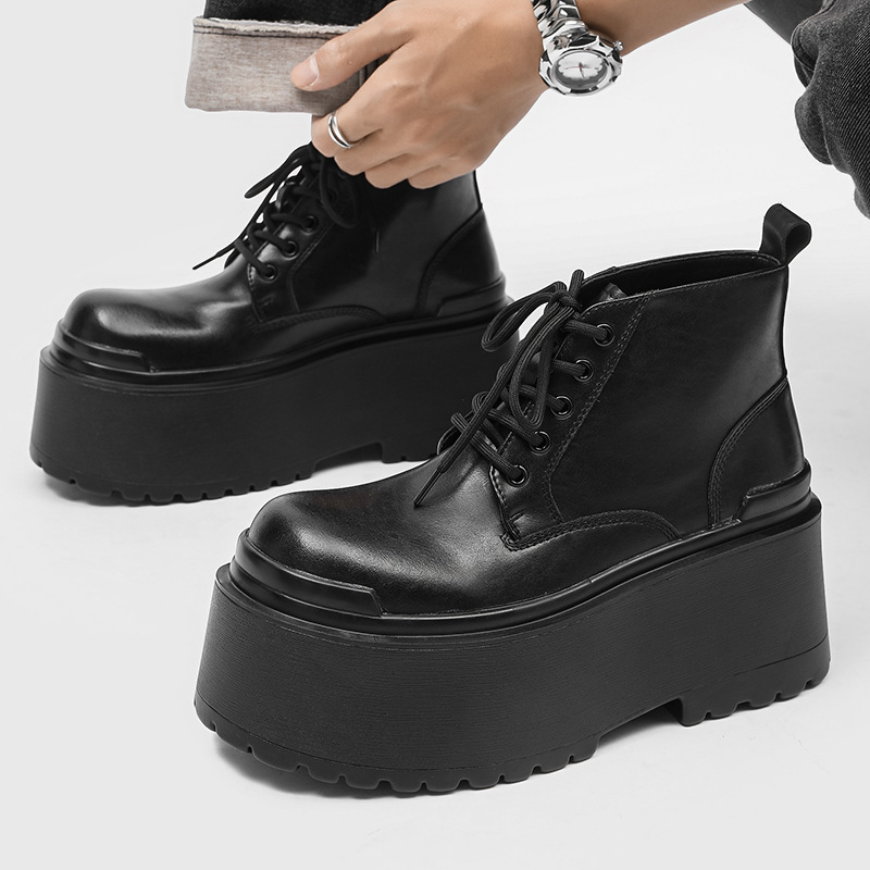 Men Shoes Brands - Herren Casual-Plattformstiefel für den Nachtclub, Schnürstiefel