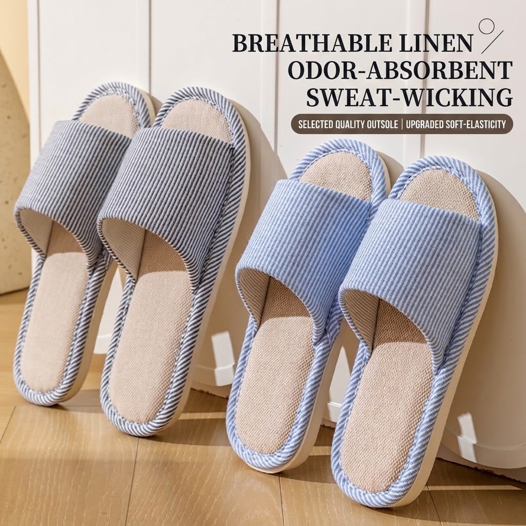 Men Shoes Size To Women - Atmungsaktive Leinen-Hausschuhe für Damen und Herren,
