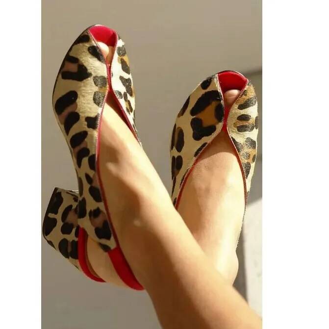 Leopardenmuster Peep-Toe Sling – Men Shoes On Bewertung und Preis