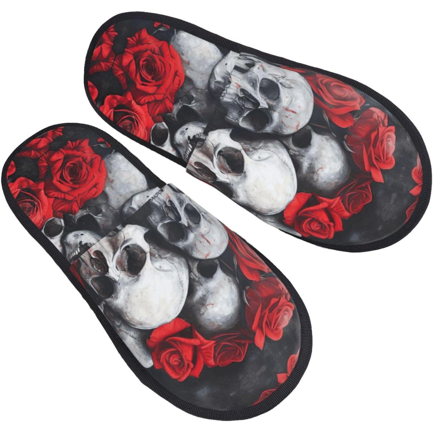 Totenkopf- und rote Rosendruck – Men Shoes Red Bewertung und Preis